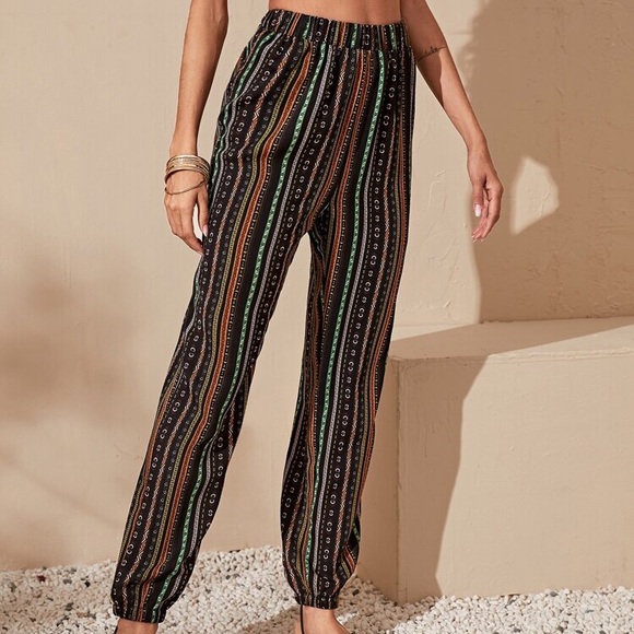 Shein Elastic Waist Tribal Print Pants - Picture 1 of 8